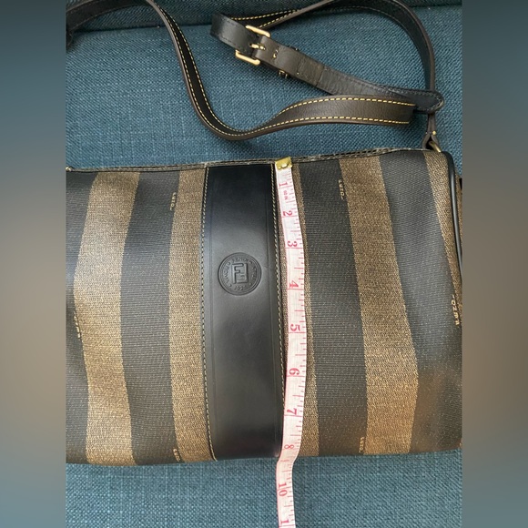 Vintage FENDI Pequin Coated Canvas Striped Crossbody Shoulder Handbag Purse - Picture 11 of 16